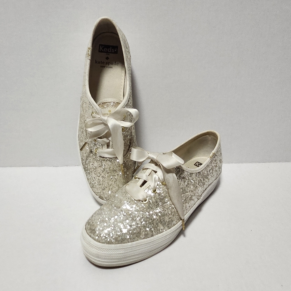 Kate Spade x Ked Gold Triple Glitter Sneakers 8